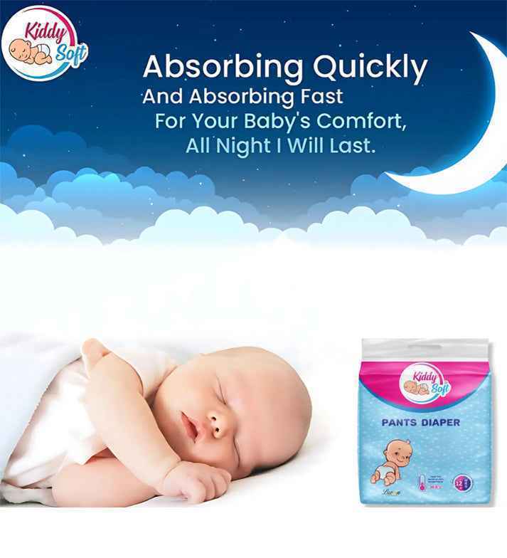 KiddySoft Baby Diaper Pants – Quick-Absorb Crisscross Dry Layer (XL, 12–17 KG, 46 Pieces)