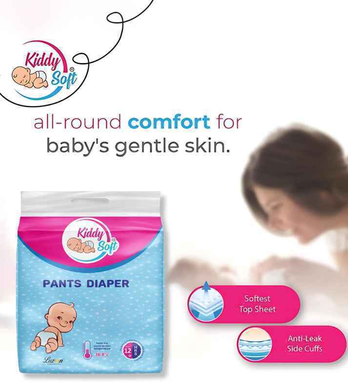 KiddySoft Baby Diaper Pants – Quick-Absorb Crisscross Dry Layer (XL, 12–17 KG, 46 Pieces)