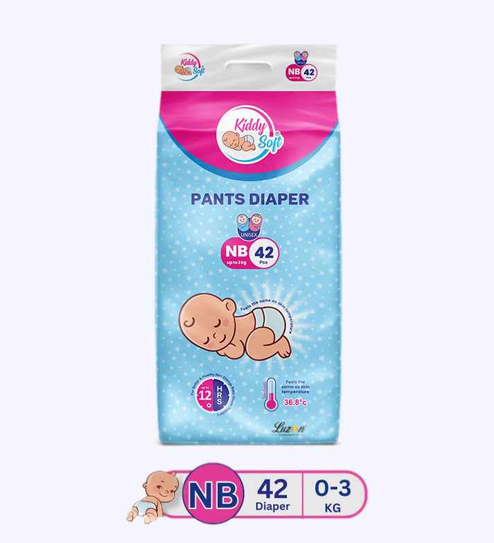 KiddySoft  Baby Diaper Pants | Super Absorbent- Crisscross Top Layer | 0-3 KG | Pack of 1 - New Born  (42 Pieces)