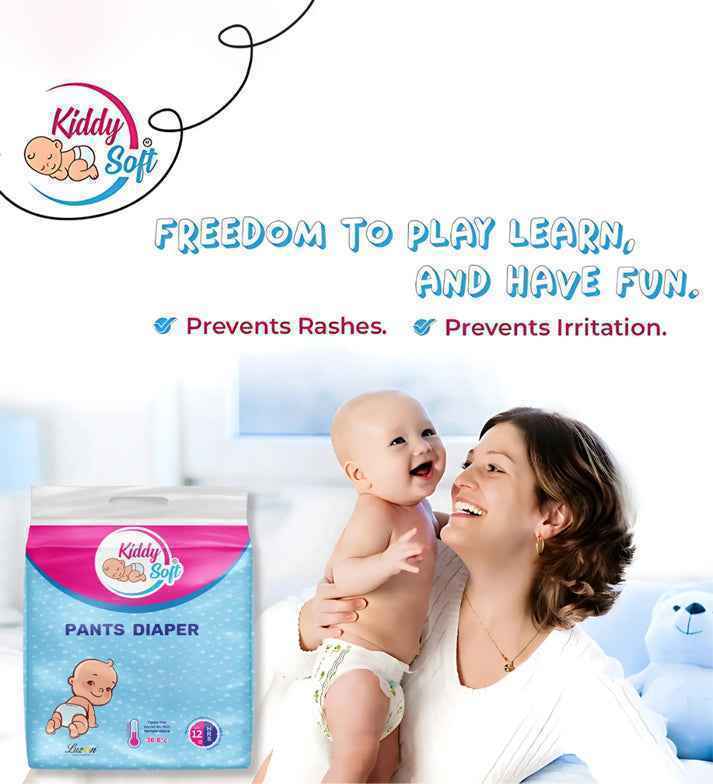 KiddySoft Baby Diaper Pants – Quick-Absorb Crisscross Dry Layer (XL, 12–17 KG, 46 Pieces)