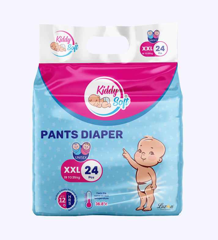 KiddySoft Baby Diaper Pants Snug Fit Ultra Soft Cottony Feel  ( XXL, 15–25 KG, 24 Pieces)