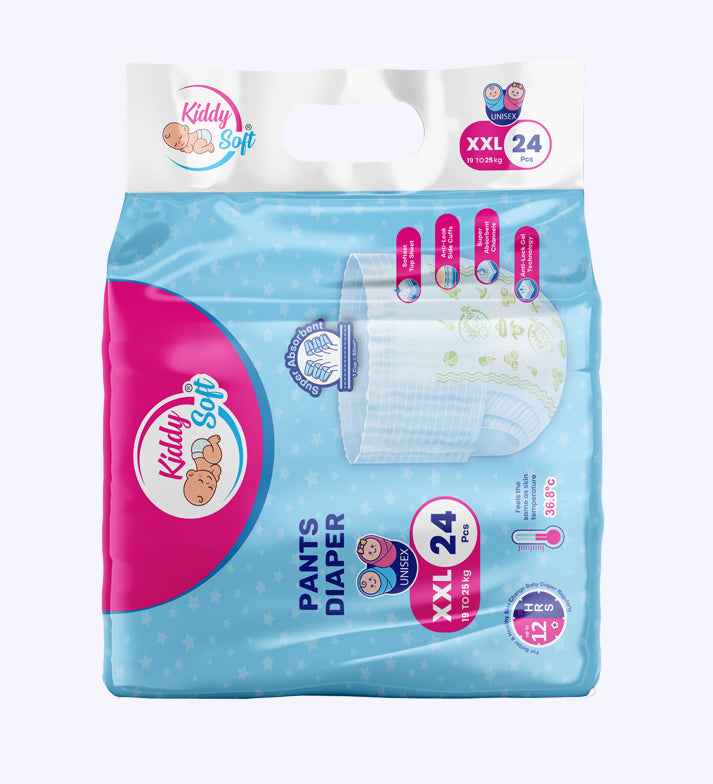 KiddySoft Baby Diaper Pants Snug Fit Ultra Soft Cottony Feel  ( XXL, 15–25 KG, 24 Pieces)