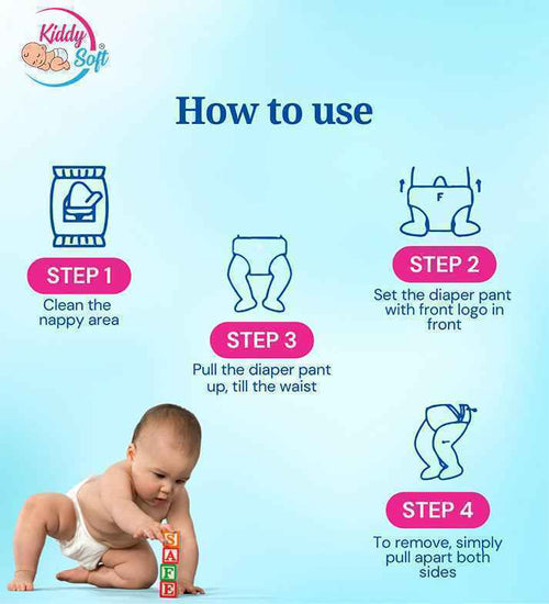 KiddySoft Baby Diaper Pants – Quick-Absorb Crisscross Dry Layer (XL, 12–17 KG, 46 Pieces)
