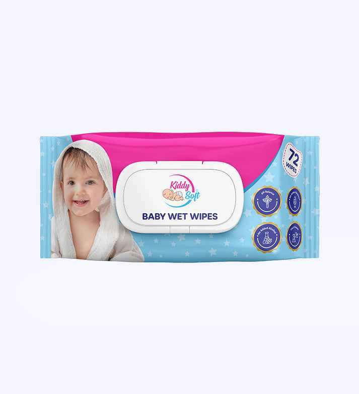 KiddySoft Cleansing Baby Natural Baby Wet Wipes with Aloe Vera, Jojoba Oil and Vitamin E pack of 3-72 Wipes Each
