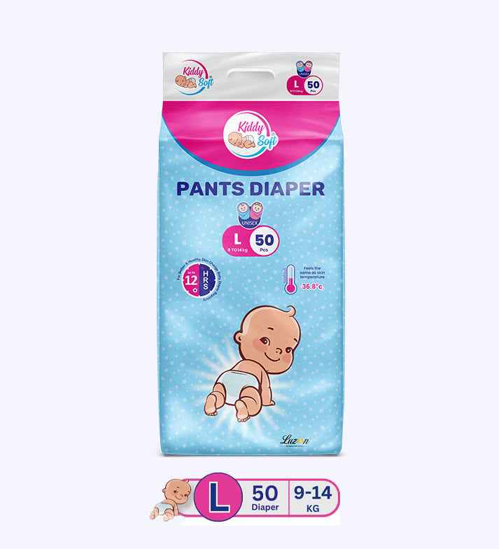 KiddySoft Baby Diaper Pants | Super Absorbent- Crisscross Top Layer | 9-14 KG | Pack of 1 - L  (50 Pieces)
