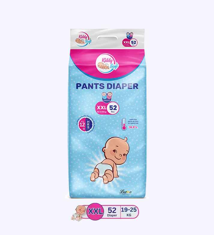 KiddySoft Baby Diaper Pants with Snug Fit, Ultra Soft Cottony Feel| XXL | 19–25 kg | Pack of 1 ( 52 Count )