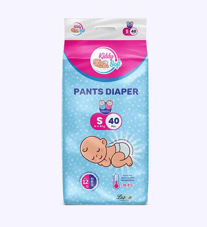 KiddySoft Baby Diaper Pants | Ultra-Soft Comfort – Gentle Crisscross Fit | 4–8 KG | Pack of 1 – S (40 Pieces)